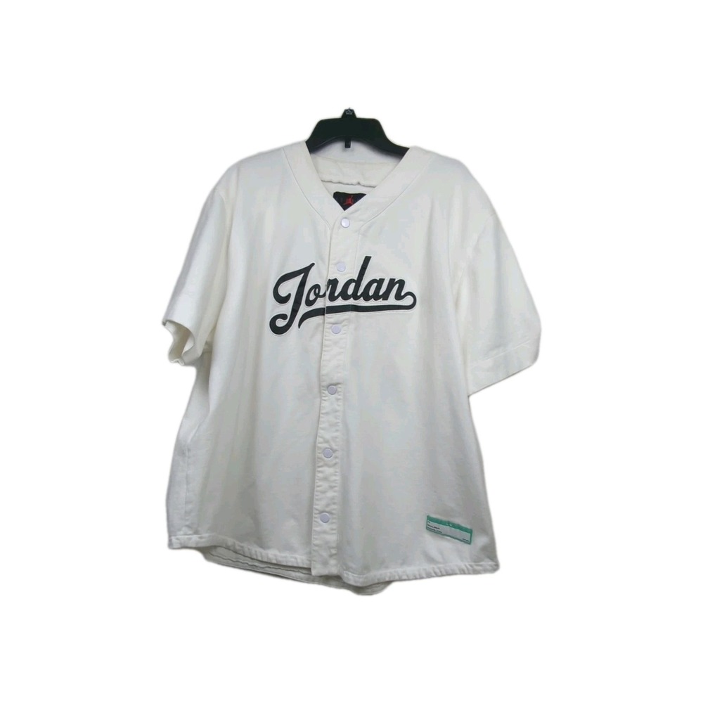 Pre-owned Size XXL Jordan Loose FIT Baseball Jersey TOP, White, Snaps, See Pics